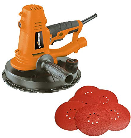 Evolution Power Tools Hand Held Dry Wall Sander, 225 mm (230 V) with Additional 6 Pack of 120 Grade Sanding Discs