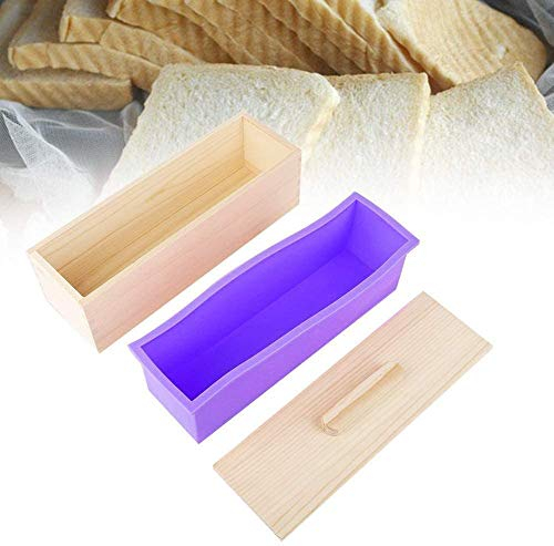 Wifehelper Molde de jabón de Silicona de Grado alimenticio Rectangular con Tapa Herramienta de Bricolaje para Hornear Pastel de Chocolate con Hielo 1200ml