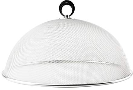Cloche alimentaire en maille en acier inoxydable avec cloche ronde anti-éclaboussures pour la maison et (diamètre 24 cm), acier inoxydable, Silver, 24CM