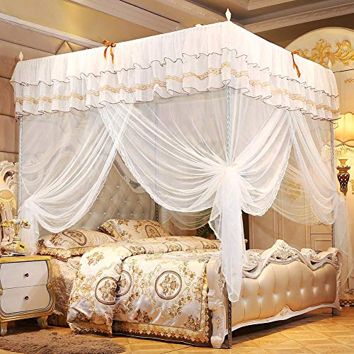 AUNMAS Letto a baldacchino a quattro angoli, appeso a rete, a rete, tenda a baldacchino, portatile, leggero, letto, rete, schermo, casa per bambini, ragazze(180 * 200 * 200)