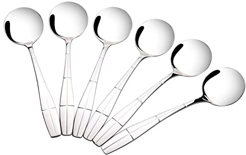 Bringer 12 pièces cuillère à soupe ronde en acier inoxydable, cuillère à bouillon