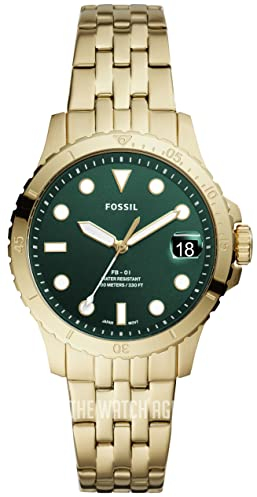 Fossil Uhr für Frauen Fb01, Quarzwerk, 36mm Gold Edelstahlgehäuse mit einem Edelstahlarmband, ES4746