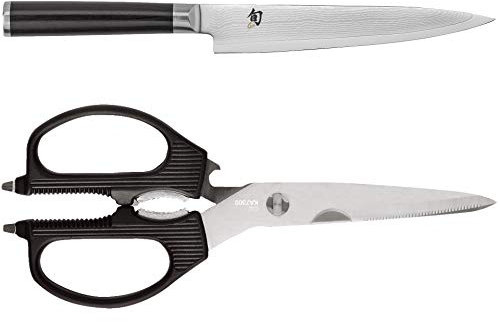 Shun Classic 6 Utility Knife & Kai Multi-Purpose Kitchen Shears Set
