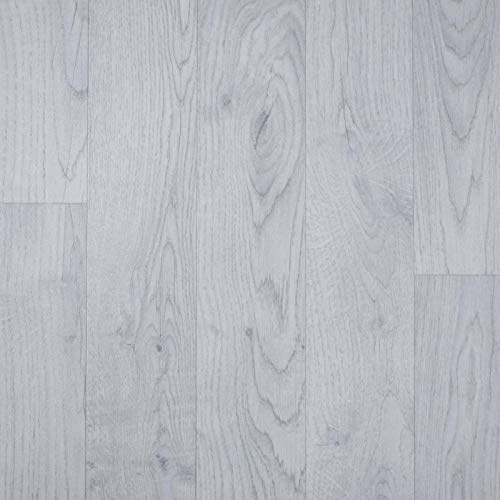 247Floors Flash Wood Plank Effect Vinyl Flooring 2.3mm Realistic Foam Backed Lino Slip Resistant (3m x 3m / 9ft 10 x 9ft 10, Pale Grey Planks)