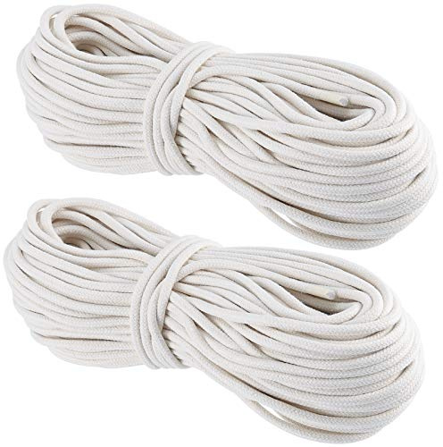 HAKZEON 328 FT Natural Cotton Rope, 1/4 Inch Macrame Cord White Clothesline Heavy Duty All Purpose Rope for Wall Hanging, Plant Hanger, DIY Cotton Ropes Basket, Crafts, Knitting