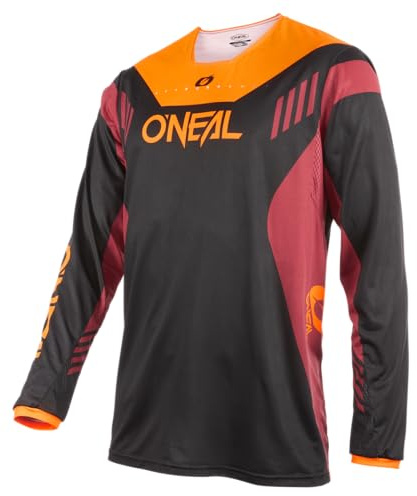 O'NEAL | Mountainbike-Trikot | MTB Mountainbike DH Downhill FR Freeride | Atmungsaktives Material, maximale Bewegungsfreiheit | Element FR Jersey Hybrid V.22 | Erwachsene | Schwarz Rot Orange | L