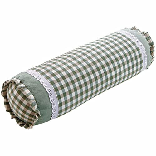 Round Pillow, Buckwheat Pillow Hard Organic Cotton Tube Cervical Bolster Cylinder Recliner Pillows Neck Roll Pillow for Sleeping Pain Relief Round Support for Bed Legs Back Cylinder Pillows