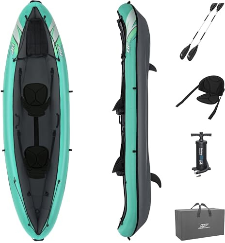 Bestway Hydro-Force 2-Person Ventura Elite Inflatable Kayak Set | Includes Kayak, 2 Aluminum Paddles, Hand Pump, 2 Fins and Carry Bag