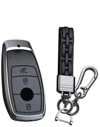 HIBEYO Coque de clé Intelligente Compatible avec Mercedes Mercedes Classe E 2017 S Classe 2018 CLA GLE GLC GLK AMG Porte-clés Noir