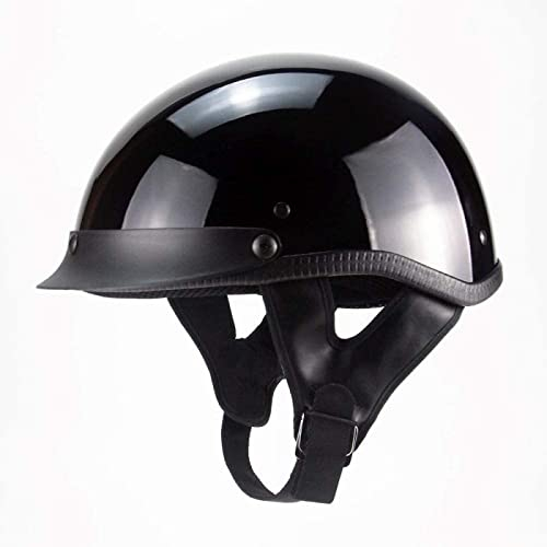 EBAYIN Motorradhelm offener Helm Halbhelm Männer und Frauen Erwachsene Vier-Jahreszeiten-Crashhelm DOT ECE Zertifiziert Cruiser Chopper Roller Moped Halbschalenhelm,BrightBlack-S=（55~56cm）
