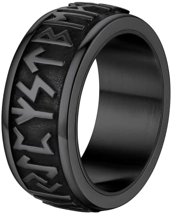 Supcare Ringe für Herren Viking Rune Fingerring Smartringe Edelstahl Ringe Tungsten Ring Anxiety Ring Wolfram Ring Antistress Ring Fidget Spinnerring Hip Hop Rock Modeschmuck für Hochzeit