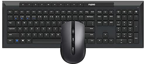 Rapoo - Juego de Teclado y ratón inalámbrico multimodo, con Bluetooth y conexión 2.4GHz, conectividad multidispositivo y Teclado Resistente a Salpicaduras, 8210M, en Negro