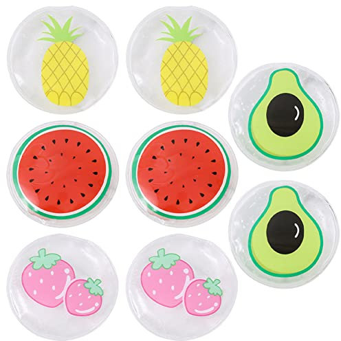 Paquete de 4 almohadillas de gel reutilizables para los ojos, parches de frutas de dibujos animados, tratamiento de frío debajo de los ojos para enrojecimiento, alivio del dolor y relajación ocular
