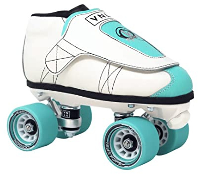 VNLA Junior Lagoon Jam Skates for Men and Women - Indoor Unisex Roller Skates for Tricks and Jam Skating- White/Aqua (Men 10 / Women 11)
