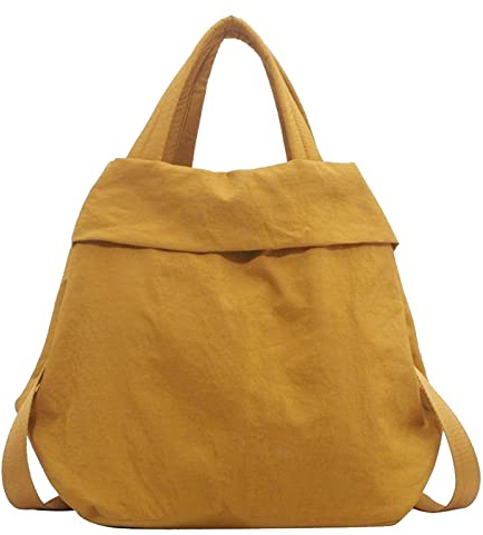 Hobo in Nylon - Borsa a Tracolla di Grande Capacità per Donne, Tote Shopper da Viaggio, Palestra e Lavoro, Giallo
