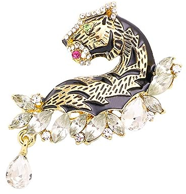 YAHOYA Tête de Tigre de Haute qualité Broche Épingle Hommes et Femmes Broche Insigne d’Animal Manteau Costume Dégoulinant d’Huile Strass Corsage