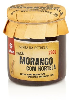 Jordgubbs- och pepparmyntsmarmelad - Burk med 280g - Söt och frisk smak - Perfekt för efterrätter och frukost - Utan färgämnen eller konserveringsmedel - Portugisisk gourmetprodukt