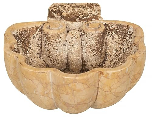 Biscottini Weihwasserkessel aus Marmor 26,5 x 29,5 x 12 cm, Sockel für Gartenbrunnen, Waschbecken für den Außenbereich, Stein, Pflanzgefäß für den Garten, groß