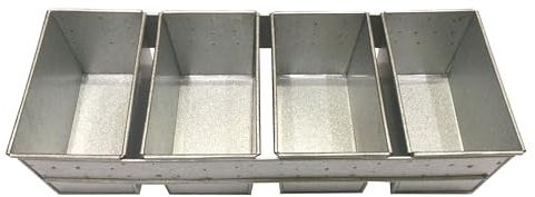 EUROTINS Strap of 4 Natural Finish Large Commercial Bakery Bread Tin 400gm