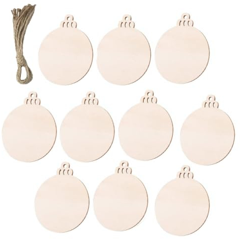 TOPPERFUN 30stücke Holzanhänger Für Weihnachten Runde Holzspäne DIY-anhänger Zum Basteln Handgefertigte Weihnachtsanhänger Kreative Hängeanhänger Für Festliche Dekoration
