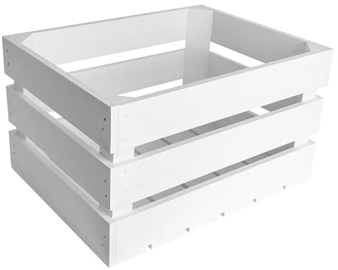 Creative Deco Weiße Holzkiste | 40 x 30 x 23 cm | Geschliffen | Kiste Holz | Obstkiste Deko Weinkisten Apfelkiste | Perfekt als Holzbox Geschenkbox Spielzeugkiste Aufbewahrungskiste Osterdeko