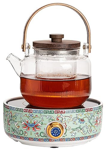 LeGDOr Stufa elettrica in Ceramica Stufa per Il tè Set da tè Intorno alla Stufa per Cucinare Il tè Smalto a Colori Stufa elettrica Set per la Preparazione del tè in Vetro per Uso Domestico