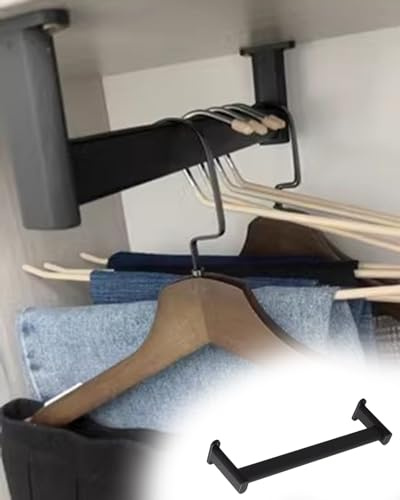 Kleiderstange Schrank Schwarze Kleiderstange Von Der Decke zur Wand, Garderobenstangenhalterung für Das Homeoffice mit Komplettem Set, Ovale Garderobenstange Aus Metall, 10-50 Zoll(30cm(11 3/4))