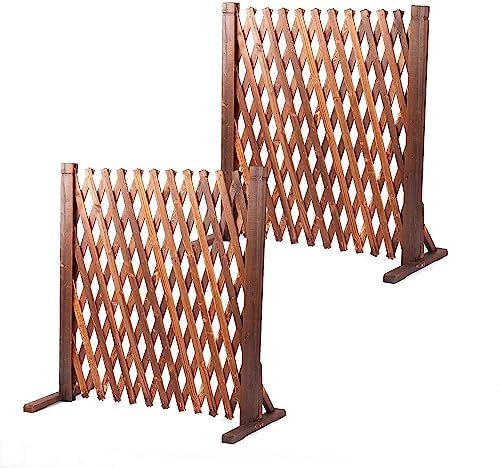2 Pcs Wood Fence, Freestanding Telescopic Lattice Panels for Outside, Fence Panel Used As Home Decorative/Garden Grid Decoration (One Color 80x160cm) Beauty Comes