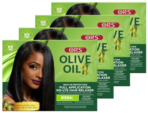 ORS Olive Oil Built-In Protection Full Application No-Lye Hair Relaxer Normal Strength (Pack of 4)
