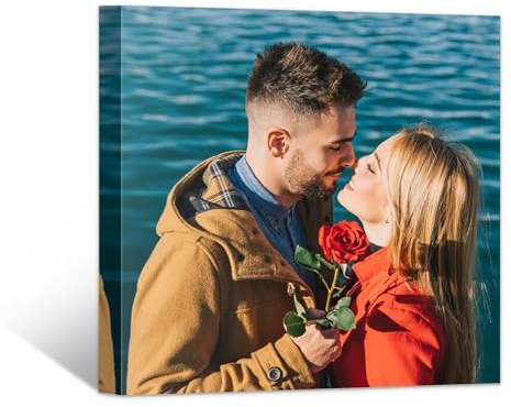 Personalized Canvas Wall Art (Framed 12“X 12”) Custom Canvas Prints with Your Photos Wall Art for Living Room,Bedroom,Couple Photo Prints for Christmas Gifts