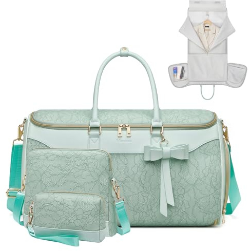 Kleidersäcke für Reisen, 45 l, wandelbare Kleidertasche für Männer und Frauen, 3-in-1-Reisetasche mit Schultergurt, helles Cyan, 21.6 x 11.4 x 10.8 inches, Modisch, Business