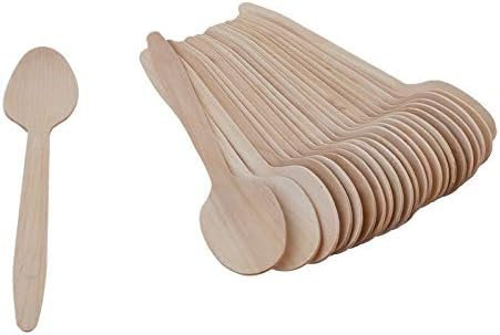 Lot de 75 cuillères jetables en bois de 16 cm pour fêtes, mariages, anniversaires, voyages