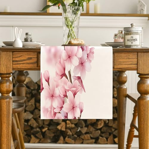 BSITSSS Tischläufer Modern Kirschblüte, Leuchtend buntes Muster, Mode Tischläufer, Frühlingsdekoration für Küche und Wohnzimmer, 33x180cm