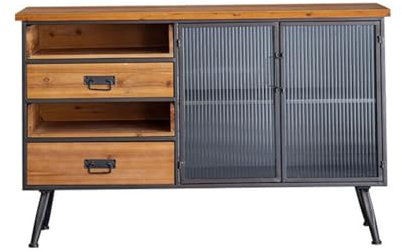 EINES Sideboard-Buffetschrank Nordic Retro Sideboard Schmiedeeisen Alte Persönlichkeit Eingangsschrank Wohnzimmer Sofa Seitenschrank Küchenbuffet-Aufbewahrungsschrank