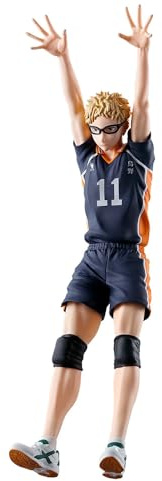 Xinchangda Haikyuu Figure Tsukishima Kei Action Figure Jumping Pose Anime Figurine Model 18cm Collectibles Statue Desktop Decoration Birthday Gift