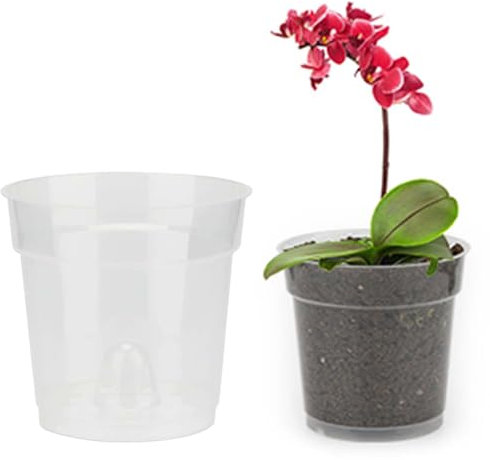 HJYDGJ 15 stycken transparent blomkruka hårda orkidéer blomkrukor orkidékrukor orkidé planteringskrukor transparent plast planteringskrukor tjocka krukor plantering orkidé odlingskrukor