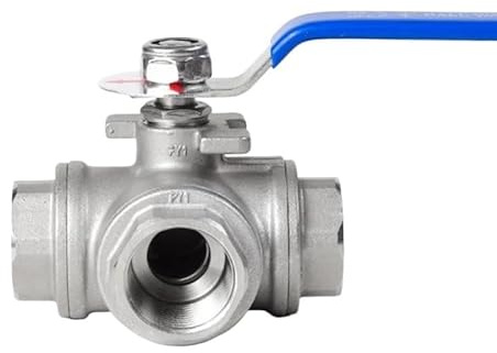 BSP NPT Female Thread 304 Stainless Steel 3 Way Ball Valve Adapter Connector(L Type-NPT Thread,3/8)