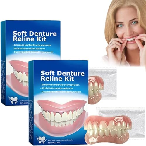 sjfscqr Kit de rebase de Silicona para prótesis dentales, Adhesivo termoplástico para prótesis dentales, rebase Suave y cómodo, rebase Acolchado para prótesis dentales para Hombres y Mujeres