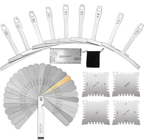 Medidor de radio de guitarra, herramienta de medición con muescas Luthier, funciones de regla de acción de cuerdas, portátil, compacto, versátil, ideal para guitarras y bajos, peso: 230 g