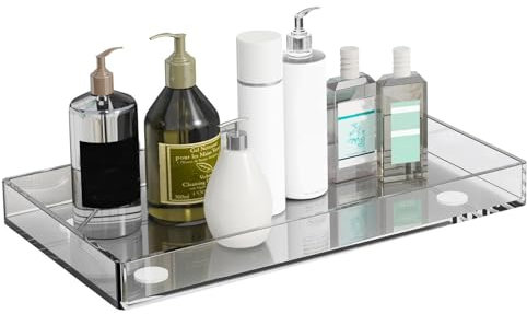 Plateau de service rectangulaire décoratif en acrylique - Plateau décoratif transparent pour aliments, thé, collations, table de cuisine