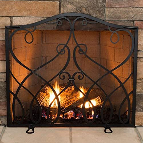 Protezione per Camino, Protezione per Camino in Ferro a Pannello Singolo Fire Guard, Protezione per Camino Indipendente con griglia a Rete, cancello F