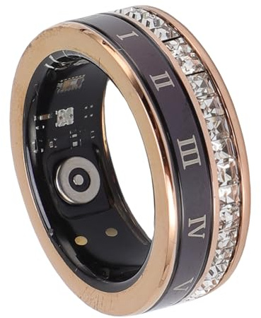 Plyisty Smart Ring für Männer Männer, Strassstein Dekorieren Stilvolle Tragbare Ring, Fitness -Tracker, Mehrere Sportmodi, IP68, Bis zu 15 Tage Leben mit Ladekoffer (#10)