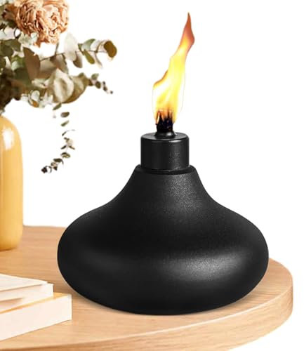 Linternas de mesa de metal, antorchas de quemador de citronela de mesa, velas decorativas, linterna de llama de citronela recargable, linterna de paisaje para decoración de patio y jardín, 13,8 x 10,5