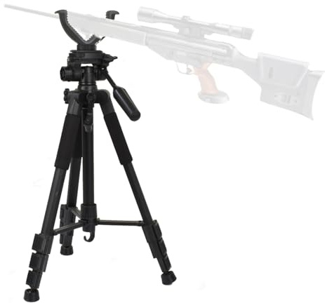 Zielstock Jagd Dreibein Schießstativ Höhenverstellbar 21.6-59, Schießstock Jagdstativ mit V-Joch und drehbarer, Aluminium-Schießständer für Outdoor-Aktivitäten