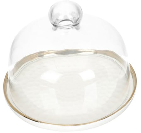 LAPYAPPE Delicate Dessert Tray with Glass Cover Food Serving Tray for Parties 3-Tier Cake Holder for Weddings and Birthdays Elegant Display for Cupcakes and Pastries