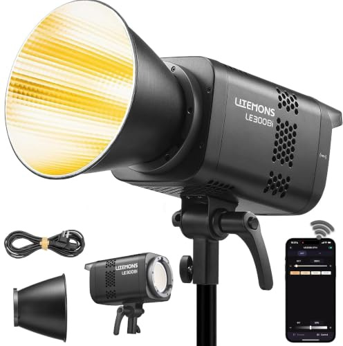 Godox LE300Bi Luce Video LED Bi-Color 320W, 58900 Lux @1m, 2800K-6500K, CRI 97+ TLCI 98, Supporto Bowens, 11 Effetti FX, Controllo NFC/App/DMX, Silenzioso per Studio, YouTube, Live Streaming
