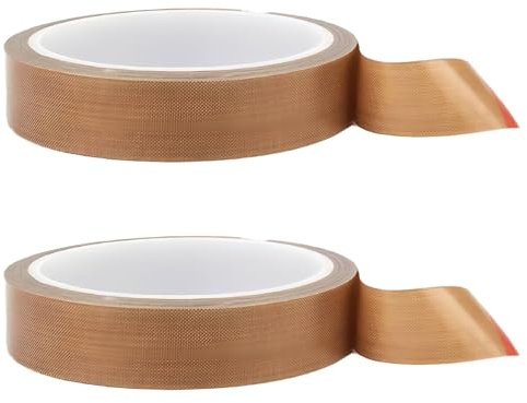 2 Pièces Ruban Adhésif en Téflon PTFE, 10mmx10m Tissu Enduit Ruban Résistant Haut Temperature de Remplacement Rouleau Kits pour Scelleuses à Impulsion Manuelle Machine à Sceller Sous Vide Réparation