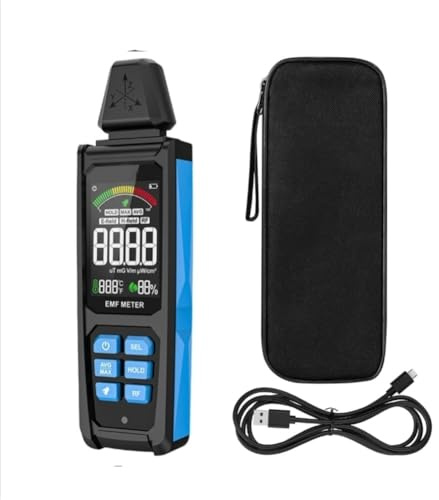 URPIZY EMF Rivelatore 5 in 1, misuratore di radiazione ricaricabile con LCD per campi elettromagnetici, misura WiFi e 5G, con allarme audio e display a colori, per ufficio e casa
