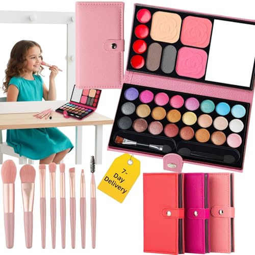 Set di trucchi per ragazze in 33 colori, atossici e lavabili, con 8 pennelli, set di cosmetici per bambini, regalo per Halloween, Natale, spettacoli teatrali, feste di compleanno