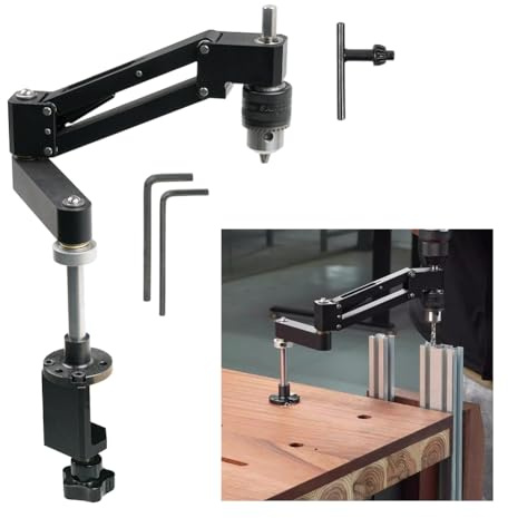 URPIZY Soporte para consola de taladro manual, se puede utilizar horizontal y verticalmente | Ángulo ajustable para roscar con precisión, para aplicaciones manuales de bricolaje con brazo de soporte